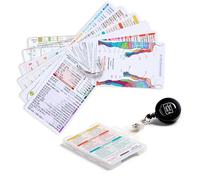 YardCard Lot de 12 cartes essentielles avec support et bobine rétractable pour infirmières, étudiants en soins infirmiers, médecins, ambulanciers, étudiants en médecine