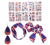 Yardenfun 1 Ensemble Bandeau et Boucles Oreilles Drapeau Américain avec Autocollants pour Décoration de Indépendance