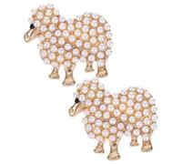 Yardenfun 1 Ensemble Broche Vintage D'animal Mouton avec Perles Fausses, Alliage Poli, Décoration pour Châle et Écharpe, Protège le Tissu, pour Femmes 2 Pièces