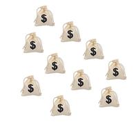 Yardenfun 10 pièces Lot Cordon Toile Sacs à Monnaie Durables avec Motif Lettre Pochettes Cadeaux pour Anniversaire et Fête