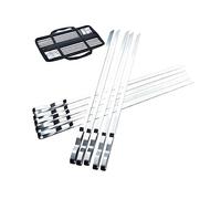 Yardenfun 10 pièces Lot de Brochettes Barbecue Acier Inoxydable Grandes Brochettes Plates Résistantes pour Viande et Légumes Bâtonnets Grillades pour Barbecue Extérieur