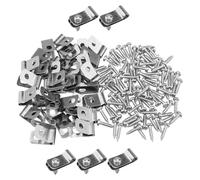 Yardenfun 100 Ensembles Clips de Fixation pour Clôture Métallique Acier Inoxydable Pinces Serre-câble Résistantes pour Montage Rapide de Grillage Soudé sur Poteaux Bois Acier Vis Usage