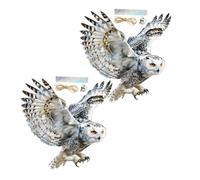 Yardenfun 2 Ensembles Bird Scare Devices with Bells and Reflective Ribbon Fake Owl Hanging Decor for Garden Balcony to Deter Pigeons Woodpeckers and Squirrels