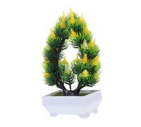 Yardenfun 2 Pièces bonsaï Fleur de Paon Artificielle en Pot Petit bonsaï Bonsai Artificiel realiste Decoration de Faux Pot de Plantes décoratives Usine de Simulation Mousse Yellow