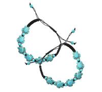 Yardenfun 2 Pièces Bracelet Femme Tortue Turquoise Tissé Main Ajustable et Décoratif Accessoire pour Toutes Occasions Lot