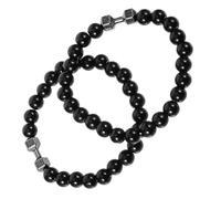 Yardenfun 2 pièces Bracelet Perles Noir pour Homme Set Style Haltère Alliage Résistant Bracelet Poids Au Poignet pour Gym Hommes