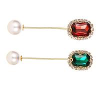 Yardenfun 2 Pièces Broche de Costume Femme avec Perles et Cristaux pour Mariage Épinglette Accessoire de Tuxedo et Vêtements