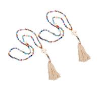 Yardenfun 2 pièces Collier Croix Bohème Cristal Coloré avec Pompon Bijoux Religieux Faits Main pour Femmes et Hommes Sautoir Fantaisie Élégant et Résistant