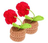 Yardenfun 2 Pièces Crochet Fleur Délicate Pot Décor DIY Modèle Mini Potted Flower Ornement Bureau Débutant pour Décoration Artificielle