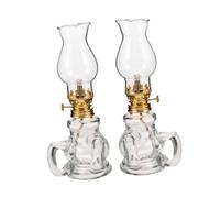 Yardenfun 2 Pièces Lampe à Pétrole Vintage Verre Lampe à Huile Rétro pour Camping et Décoration Intérieure Lanterne à Kérosène Portable pour Urgences et Fêtes