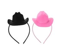 Yardenfun 2 Pièces Mini Cowgirl Headband Lightweight Comfortable Western Hat Hair Accessories For Women Halloween Carnival Party Decoration