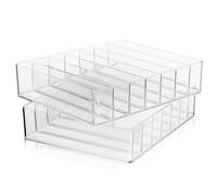 Yardenfun 2 pièces Organisateur Maquillage Acrylique Compartiments pour Lot de Boîtes Transparentes Empilables Rangement Cosmétique Polyvalent pour Coiffeuse