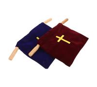 Yardenfun 2 Pièces Pochette d'Offrande en Tissu Doux avec Poignée en Bois Pochette de Collecte pour Église Baptêmes Communions et Cérémonies Religieuses