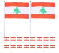 Yardenfun 20 pièces Mini Drapeaux à Main Liban Petits Drapeaux Portables Polyester pour Fêtes Internationales Célébrations Nationales et Événements Festifs