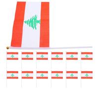Yardenfun 20 pièces Mini Drapeaux Du Liban à Main Polyester Petits Drapeaux à Bâton pour Événements Sportifs Fêtes et Décorations Impression Claire et Couleurs