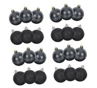 Yardenfun 24 Pièces de Noël Noires Électrodéposées Décorations Suspendues Sapin Effet Brillant Mat Pailleté Assortiment pour Intérieur et Fête