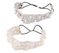 Yardenfun 2pièces Bandeaux Élastiques Dentelle Avec Perles De Accessoires Pour Cheveux Femmes Noir Et Beige Élégants Et Durables Pour Mariage Fête Photographie Et Usage Quotidien