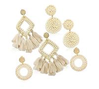 Yardenfun 3 Paires Boucles Oreilles Pendantes Osier Oreilles Boho pour Parfaites pour Fêtes Rétro