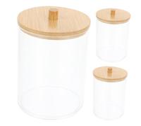 Yardenfun 3 pièces Boîte de Rangement Coton avec Couvercle Lot de Petites Boîtes Étanches Acrylique pour Coton Tige et Accessoires de Salle de Bain
