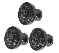 Yardenfun 3 pièces Poignées Tête de Lion Vintage Alliage de Zinc Lot de Boutons Monotrou pour Armoires Installation Facile Style Classique et Moderne Décoration Élégante pour Meubles