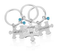 Yardenfun 3 pièces Porte-clés Friends Argenté avec Bleu Pendentif Lettre Anglaise Décoratif Porte-clés Résistant Anniversaire et pour
