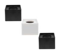 Yardenfun 3 Pièces Support de Microphone de Table en ABS, Lot de 3 Cubes Porte-Drapeaux, 2 Noirs 1 Blanc, Accessoires pour Interviews Professionnelles et Studios TV, Logo de Station Micro,