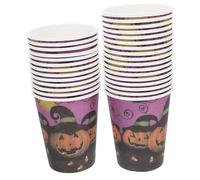 Yardenfun 30 Pièces Gobelets Papier Citrouille Jetables pour Fête Halloween Légers et Empilables Adaptés Boissons Diverses Décorations Table Festives