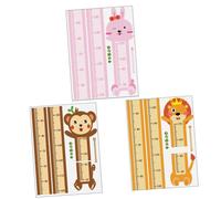 Yardenfun 3Ensembles Autocollants Muraux de pour Stickers Animaux Lion Lapin Singe Règle de Hauteur Décorative pour Chambre et Étanche Mesure
