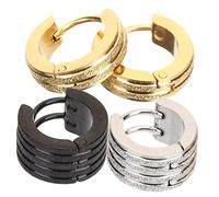 Yardenfun 3paires Boucles Oreilles Créoles Larges Acier Inoxydable Bijoux Élégants Pour Femmes