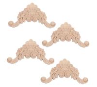 Yardenfun 4 pièces Appliques Sculpté Décoratives pour Meubles Coins Massif Non Peints Autocollants Décoratifs pour Portes Armoires et Panneaux Muraux Style Européen Classique