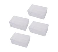 Yardenfun 4 pièces Boîte de Rangement Transparente pour Coton Démaquillant Grand Format avec Couvercle Amovible Organiseur Cosmétique Pratique pour Bureau et Salle de Bain Matériau PP