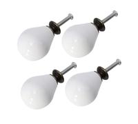 Yardenfun 4 pièces Poignée de Meuble Céramique Blanche Œuf Bouton Rond Simple Trou Poignée pour Tiroir Armoire Placard et Commode