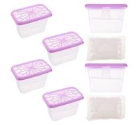 Yardenfun 6 Pièces Lot de 6 Boîtes Absorbeurs D'humidité Réutilisables en Plastique Violet, Compactes et Rechargeables avec 2 Sachets de 200 G, pour Placards, Armoires et Usage Domestique