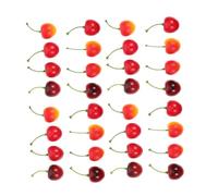 Yardenfun 60pièces Ornements Forme De Cerise Plastique Décorations De Cerise Réalistes Modèles De Fruits Artificiels