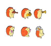 Yardenfun 6pièces Broches Cartoon Hérisson Alliage Décorations Légères Avec Fermoirs Sécurisés Pour Vêtements Et Accessoires Hiver Noël