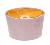 Yardenfun Abat-Jour Ovale en Tissu Culot E27 Intérieur Velours Doré Extérieur Rose Poudré Petit Format pour Lampe de Table Décoration Maison et Bureau