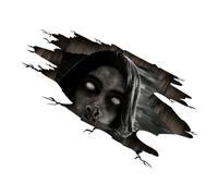 Yardenfun Autocollant Mural Halloween Femme Aveugle Effrayant Autocollant Sol Amovible PVC Décor Fête Ambiance Hantée