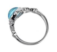 Yardenfun Bague De Pouce Femme En Verre Bleu Océan, Anneau Minimaliste En Métal Argenté, Taille 6, Bijou Décoratif Élégant Pour Mariage Et Usage Quotidien