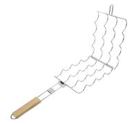 Yardenfun Barbecue Pliable Multifonction pour Cuisson de Maïs Poisson et Saucisses Rack Léger avec Poignée Bois Pratique pour Camping et Plein Air