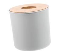 Yardenfun Boîte à Mouchoirs Ronde Moderne avec Couvercle Bois Boîte de Rangement Réutilisable pour Papier Support Décoratif pour Bureau Chambre et Voiture Gris