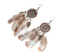 Yardenfun Boucles Oreilles Attrape-rêves Bohèmes à Plumage Pour Femme Accessoires Ethniques Pour Voyages Et Occasions Spéciales