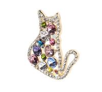 Yardenfun Broche Chat De Diamants Colorés Broche Pull Broches Pour Femmes Épingle À Revers De Casquette Épingle À Revers Kawaii Badge