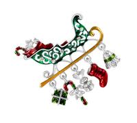 Yardenfun Broche en Alliage avec Cristaux pour Poitrine de Noël Broche Traîneau Festive Décorative Épingle Élégante pour Mariage Fête et Cérémonie Accessoire Présent Saisonnier
