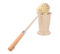 Yardenfun Brosse à Long Manche pour Toilettes Maison, Poils Denses en Bois, Support Stable, Nettoyage Profond Salle De Bain, Ensemble Brosse De Toilette avec Socle Bois
