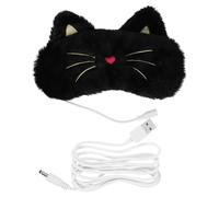 Yardenfun Cache-œil Chauffant USB Ajustable 3 Niveaux 40-50℃, de Sommeil en Tissu 3d Noir Chat, Bandeau et Confortable pour Dormir et Relaxation