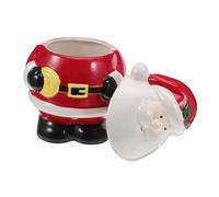 Yardenfun Ceramic Santa Claus Cookie Jar with Lid Sturdy Christmas Biscuit Storage Box for Candy and Snacks Festive Holiday Home Decoration
