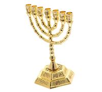 Yardenfun Chandelier Décoratif en Métal Doré 13 Cm, Bougeoir à 7 Têtes en Alliage De Zinc, Décoration De Bureau Et Fête, Bougeoir Religieux Vintage, Ornement pour Table, Présent Festif