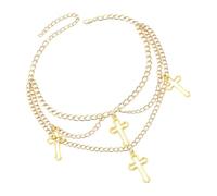Yardenfun Collier Multi Couches Femme avec Pendentif Croix Gothique Doré Accessoire et