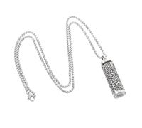 Yardenfun Collier Pendentif Métal avec Boîte Gawu Creuse Gravée Aux Six Paroles Sacrées Urne Vide Spirituelle Unisexe pour Hommes et Femmes Accessoire Protecteur Résistant