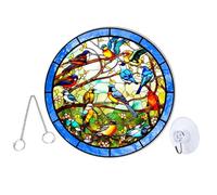 Yardenfun Décoration Murale Suspendue Oiseau en Acrylique Coloré Panneau Rond Petit Format Ornement Suspendu pour Maison Fenêtre ou Jardin pour Fêtes et Projets DIY Design Léger et